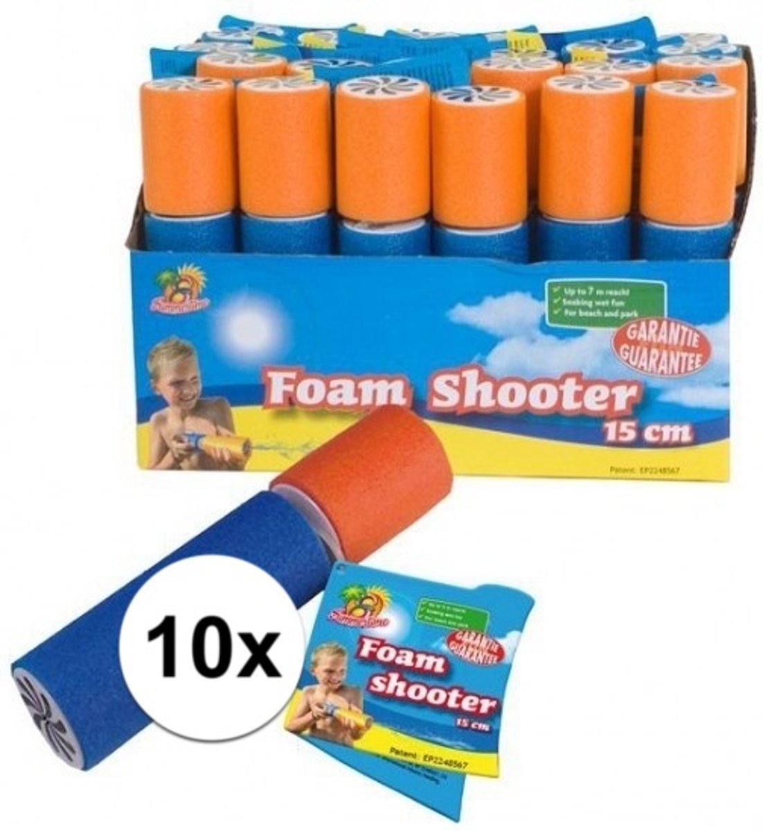 10x stuks waterpistolen van foam 15 cm