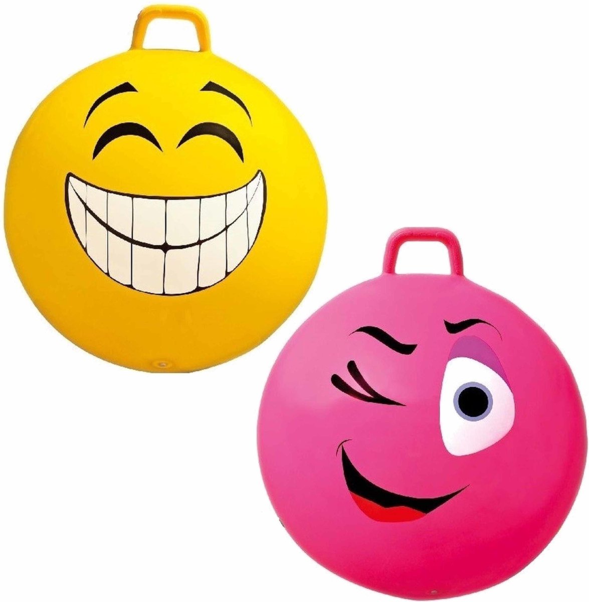 2x stuks speelgoed  len met funny faces gezicht geel en roze 65 cm - Buitenspeelgoed