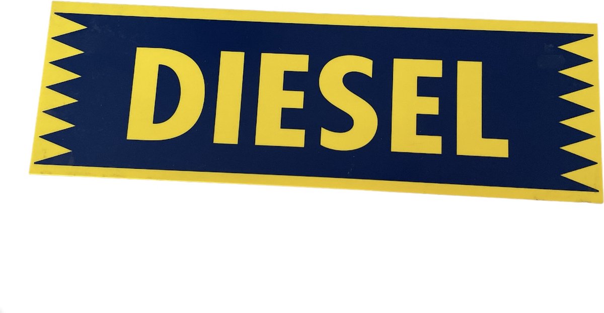 Kunststof Bord Diesel - 50 cm x 16 cm x dikte 1 mm - Geel/Blauw - Prijs per stuk