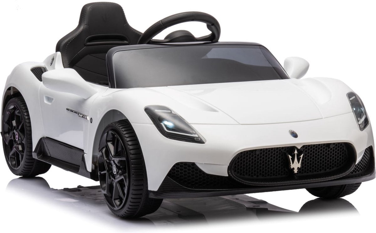 sun baby Elektrische kinderauto Maserati GT Cabrio vanaf 3 jaar, Loopauto met lichtfuncties, afstandsbediening, MP3-speler, USB, Bluetooth (Wit)