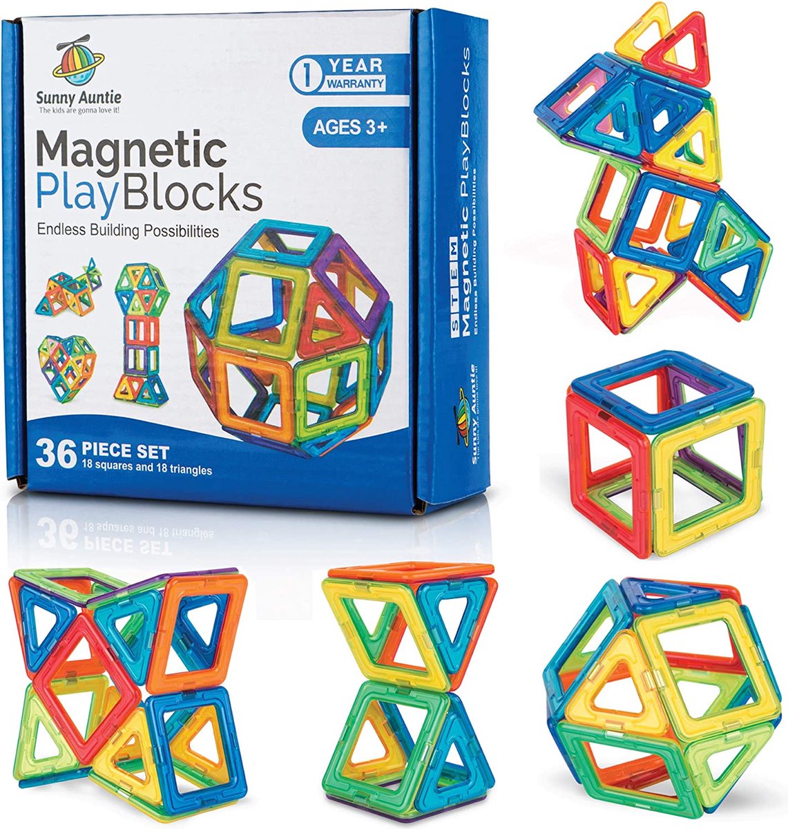 Magnetische speelgoed - magnetische bouwstenen - 36- stuks - montessori speelgoed - magnetic tiles - educatief speelgoed