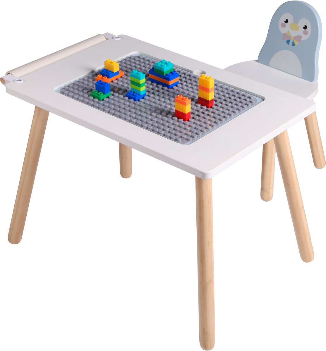   Pip   – Multifunctionele Kindertafel met Stoel – Bouwtafel, Speel- en Tekentafel – Inclusief Opbergbak & Bouwplaat – Educatief Speelgoed