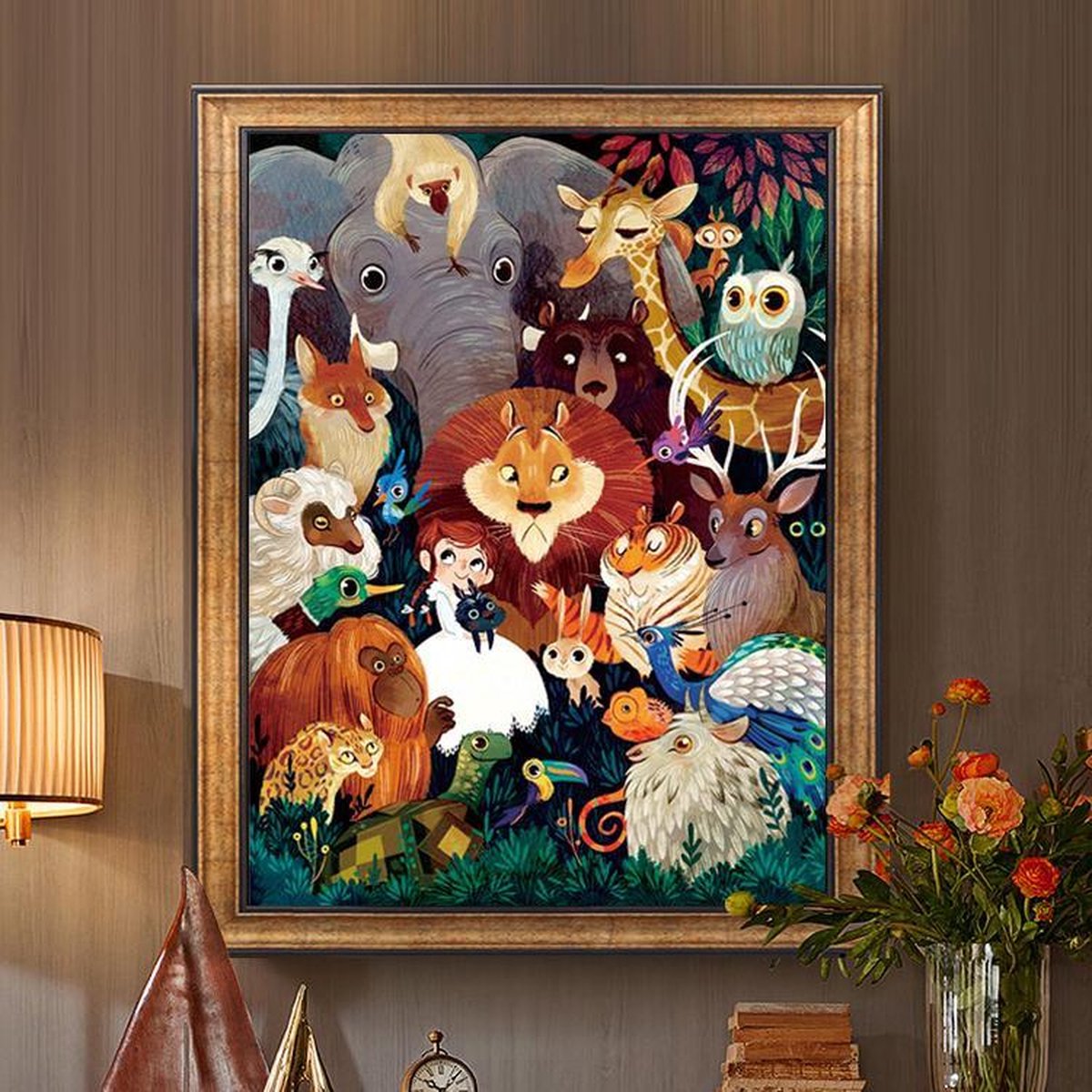 Diamond Painting 50x70cm - Dieren wereld - Volledige dekking - Ronde steentjes