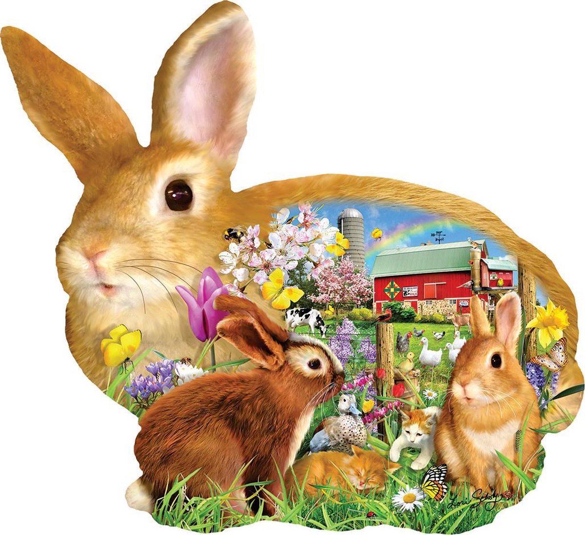 SunsOut vormpuzzel Springtime Bunnies