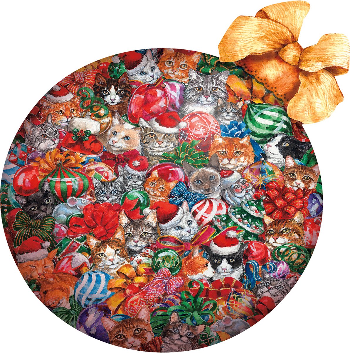 Sunsout Vormenpuzzel Feestdagen Cat Christmas Ornament 1000