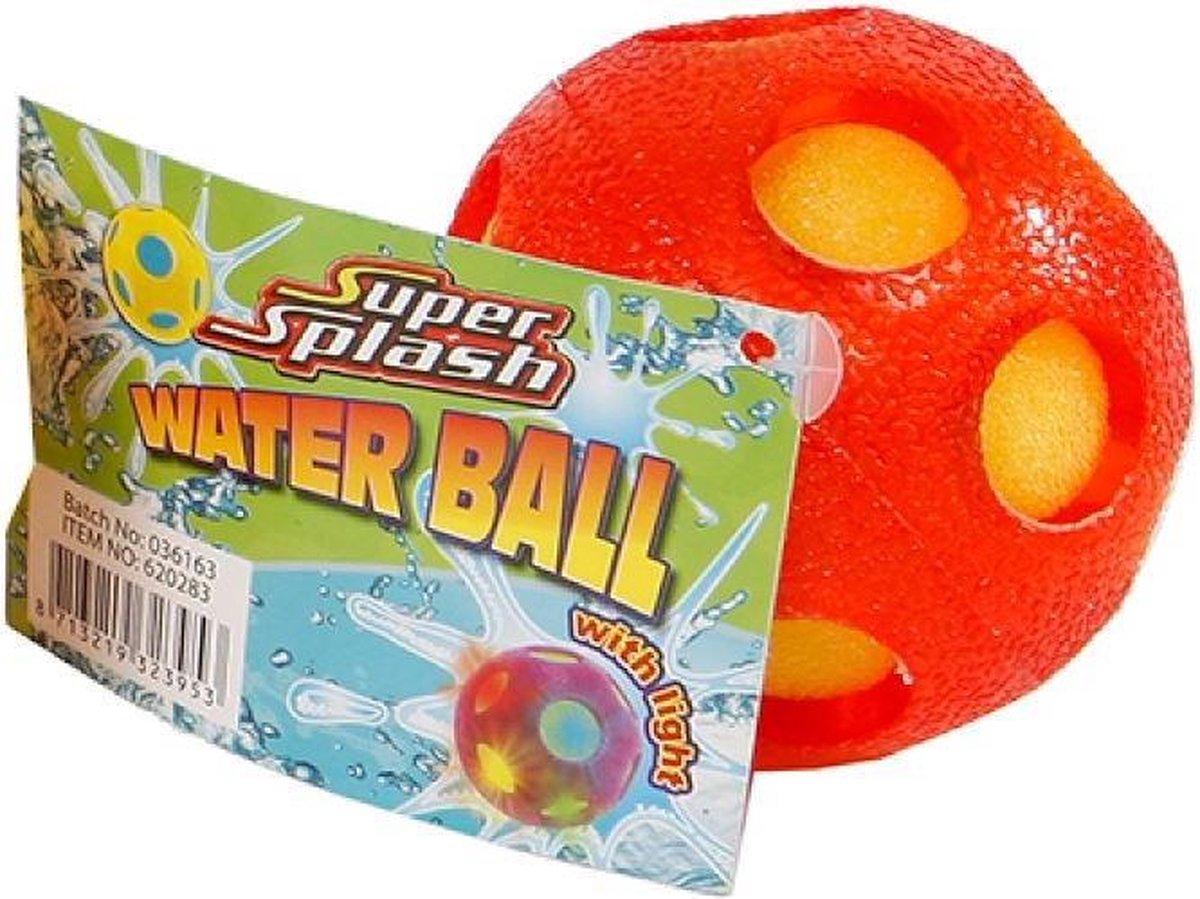 Super Splash Waterbal Met Licht Junior 6,5 Cm Spons Oranje