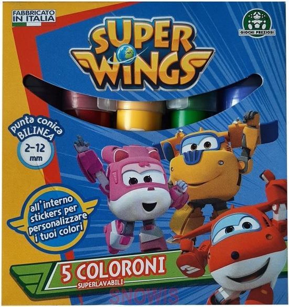 Super Wings wasbare stiften 5 stuks+GRATIS stickervel