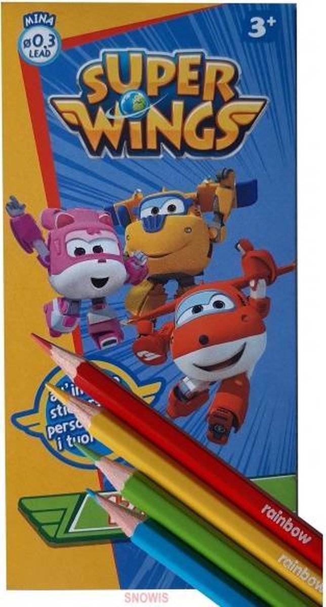 Super wings kleurpotloden 12 stuks+ GRATIS stickervel