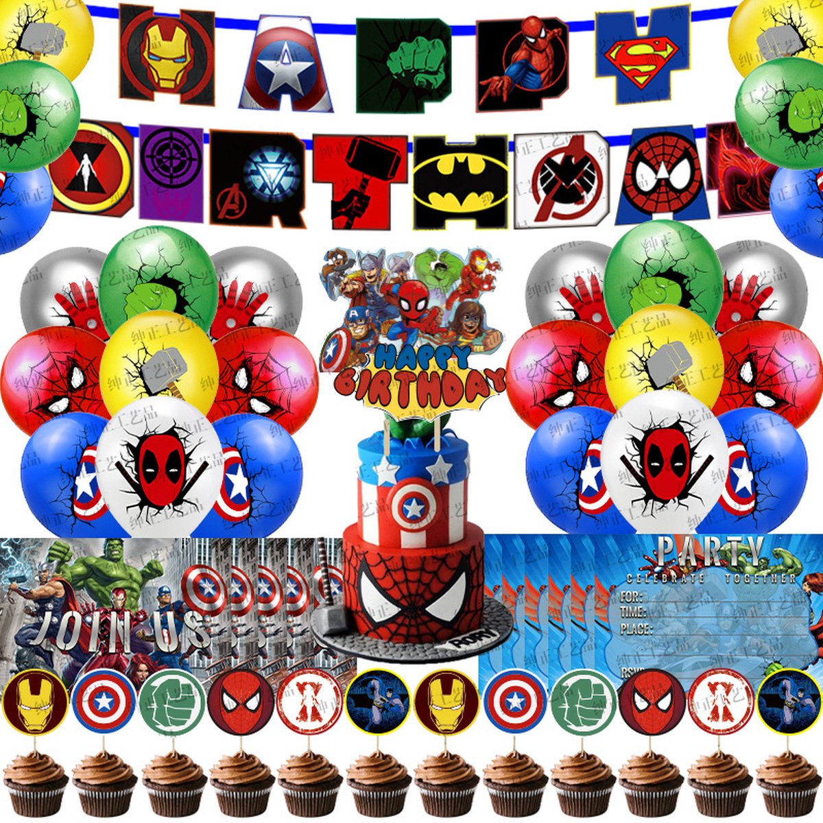 Superhelden Verjaardag Versiering- Avengers - Superheroes - Decoratie - Kinderfeestje 50 delig