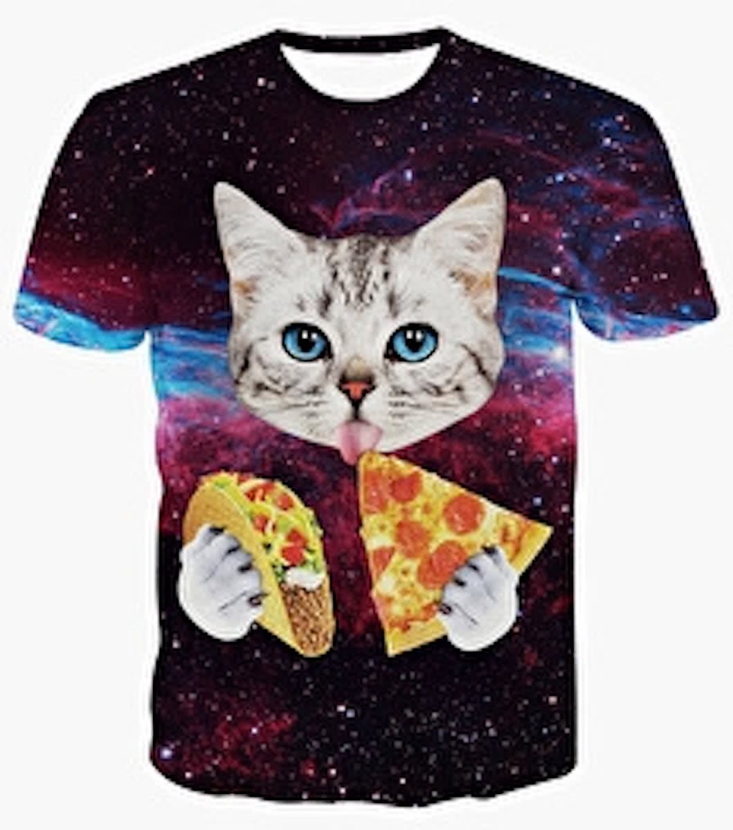 Pizza en taco kat shirt Maat L