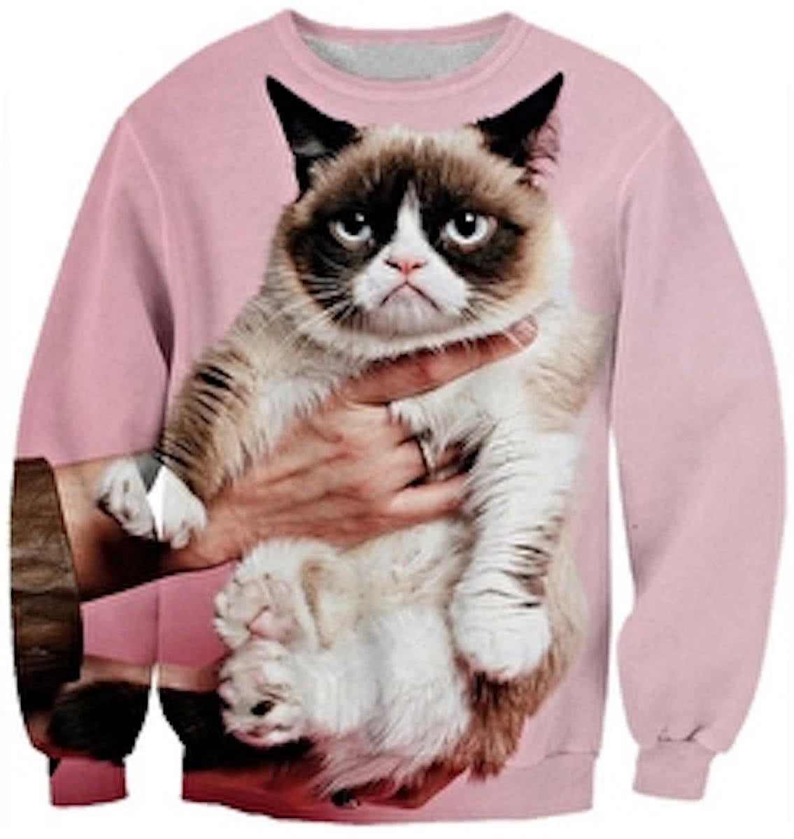 Roze Grumpycat trui Maat L