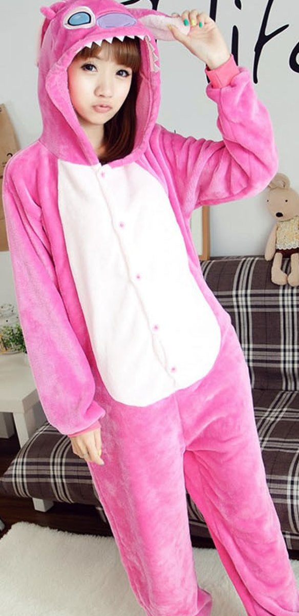 Roze Angel Stitch onesie Dieren Onesies (S)