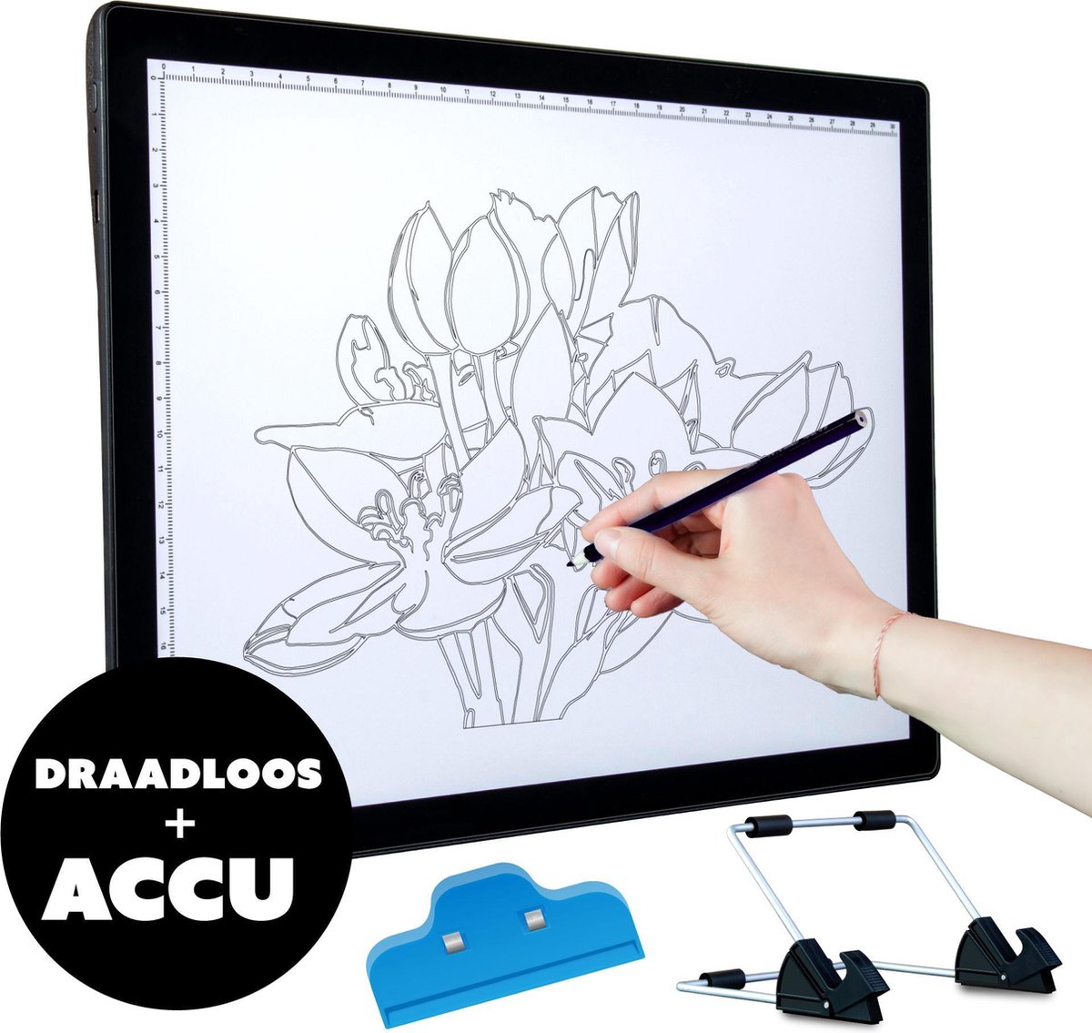 Lightpad tekentablet met scherm diamond painting volwassenen lichtbak - met oplaadbare accu in A4 formaat met 5 verschillende LED lichtstanden USB-C SUPERICO