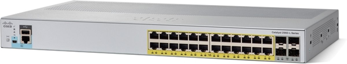 Cisco Catalyst 2960-L Series Switches zijn Gigabit Ethernet-switches met een vaste configuratie die Layer 2-bedrijfsklasse instap-toegang bieden voor nevenvestigingen, conventionele bedrijfsruimte en toepassingen buiten schakelkasten.