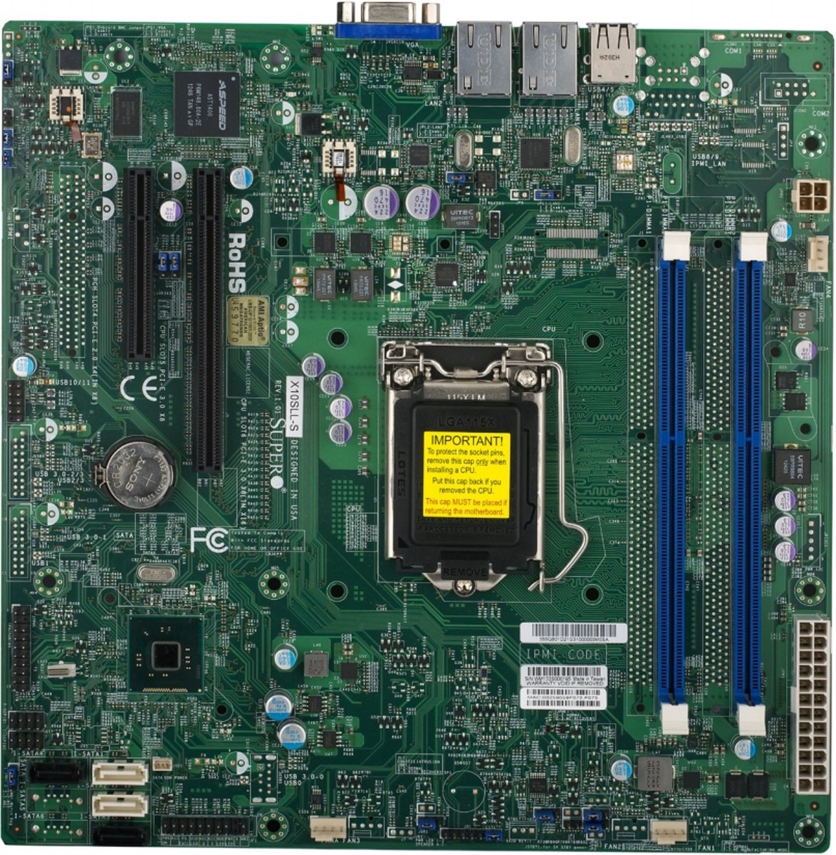 Supermicro X10SLL-S server-/werkstationmoederbord LGA 1150 (Socket H3) Intel® C222 microATX