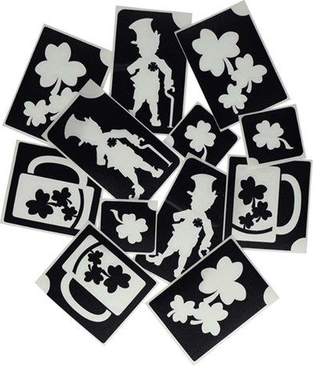 Superstar Glitter Tattoo Stencils St.Patricks Day 12 stuks (98809)