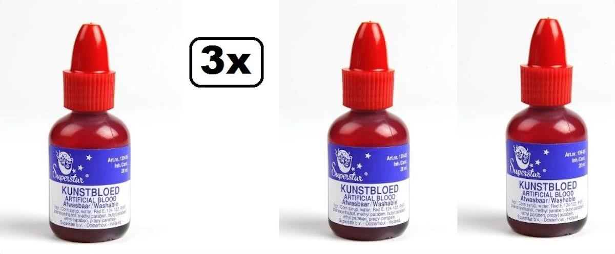 3x Flesje helder bloed 20ml.