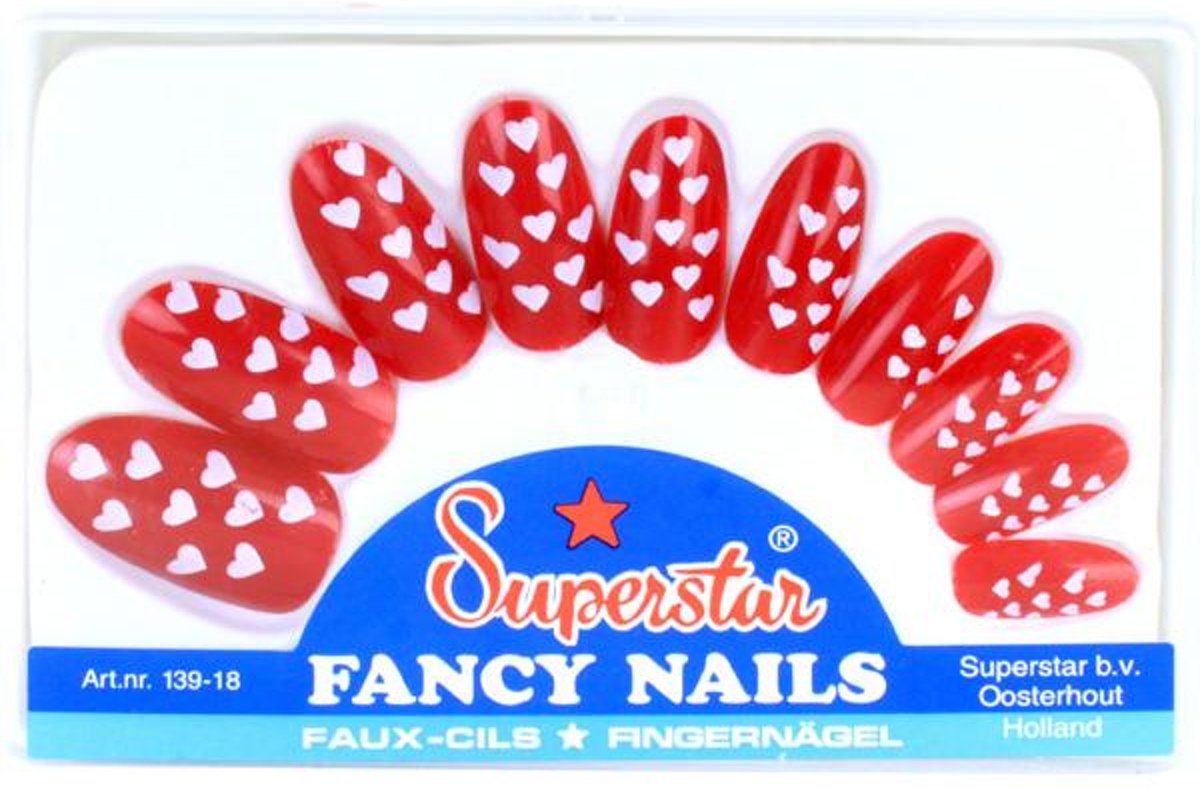 Nagels superstar rood + hartjes