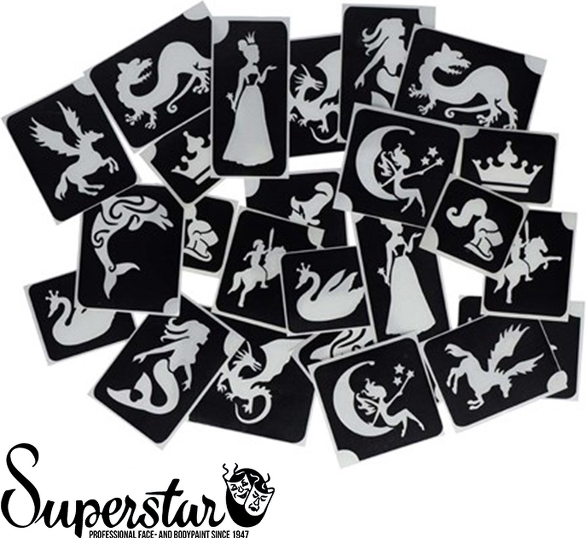 Superstar - XL Glitter tattoo Sjablonen Fantasy Fairytale (24 stuks)