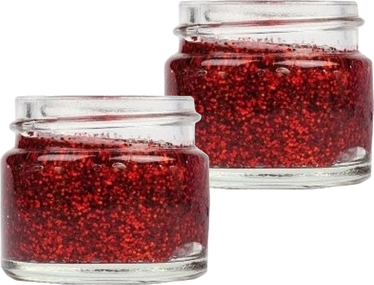   Glittergel voor lichaam/haar en gezicht - 2x - rood - 15 ml - Glitter schmink