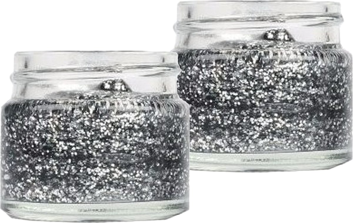   Glittergel voor lichaam/haar en gezicht - 2x - zilver - 15 ml - Glitter schmink