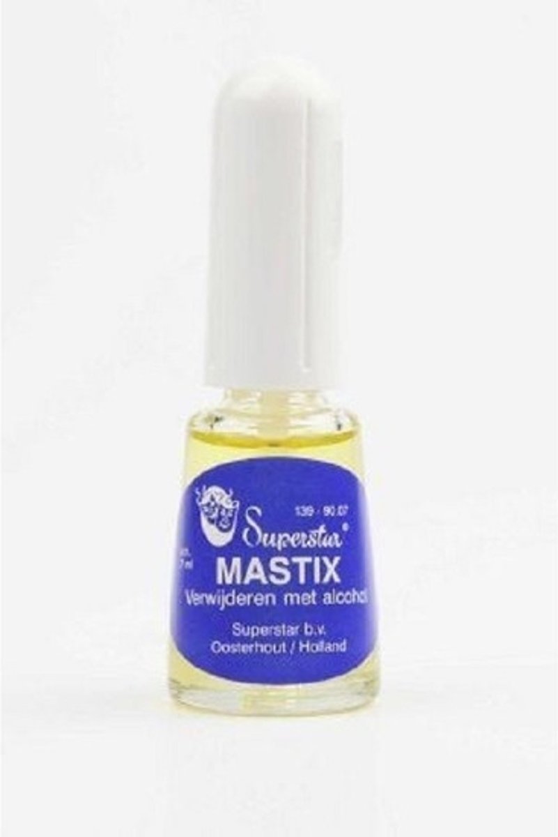   mastix huidlijm met penseeldop 9 ml - Lijm voor snorren baarden pruiken - Grime/Schmink artikelen - Halloween/Carnaval/Themafeest