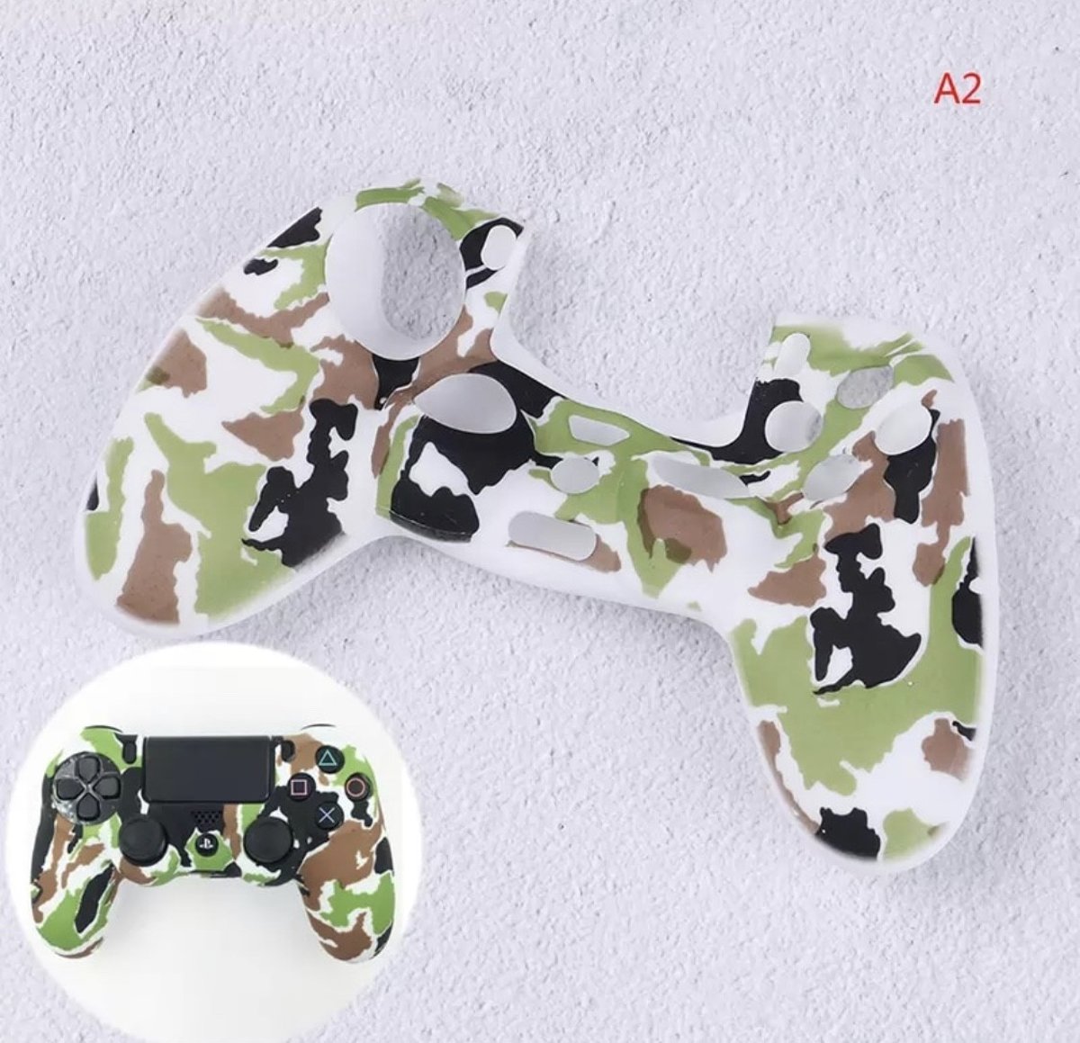 PS4 Controller Protector Siliconen - Camouflage Army Wit