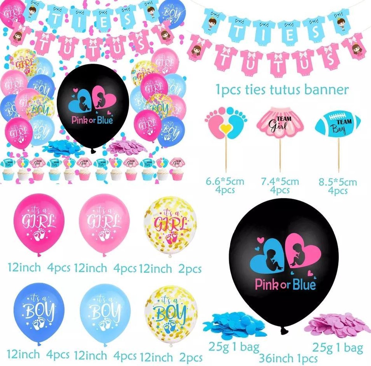 Boy or Girl Gender Reveal - Complete versiering - Ballonnen - Decoratie