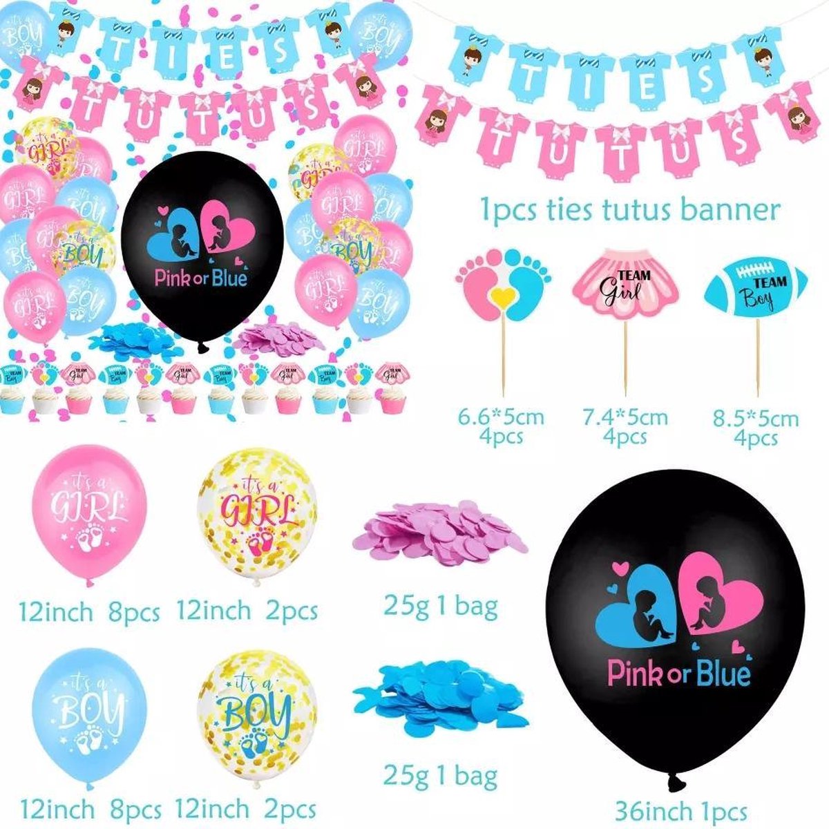 Boy or Girl Gender Reveal - Complete versiering - Ballonnen - Decoratie