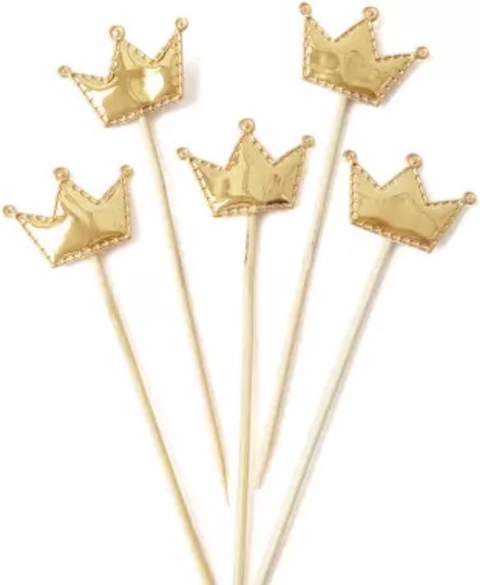 Cupcake Toppers - Kroon  - Goud - Decoratie - Voor Cake