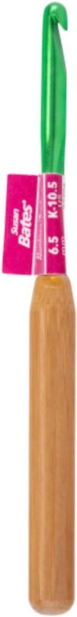 Susan Bates - aluminium haaknaald met bamboe handvat - 6.5 mm - B3206K