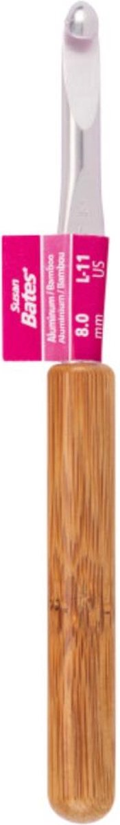 Susan Bates - aluminium haaknaald met bamboe handvat - B3206L