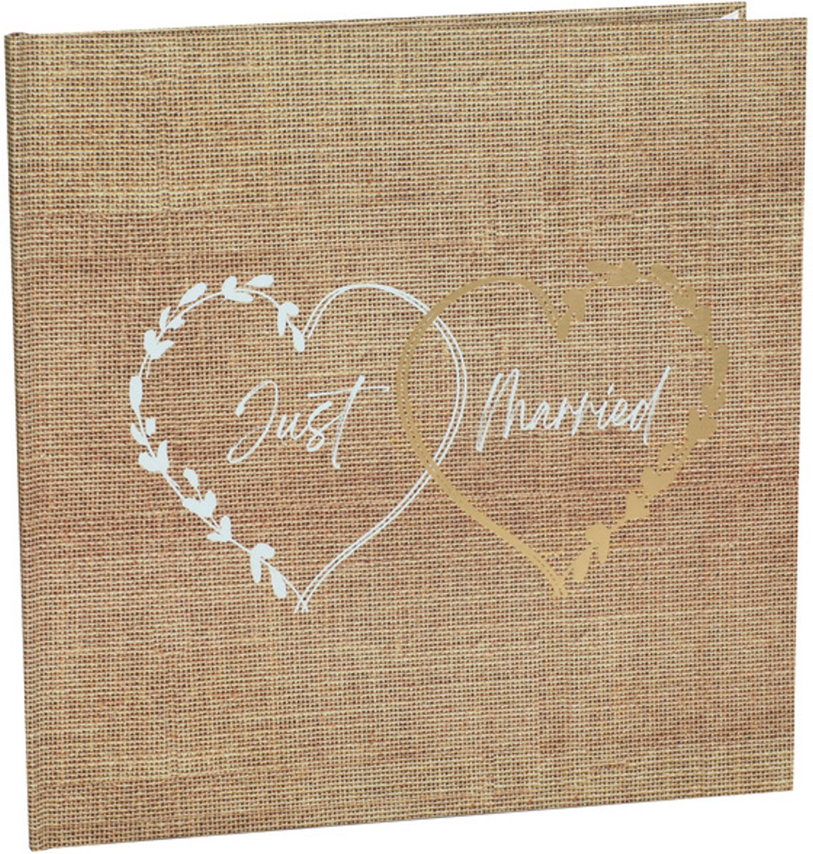 Gastenboek Just Married jute met goud - gastenboek - jute - love - trouwen - huwelijk - bruiloft
