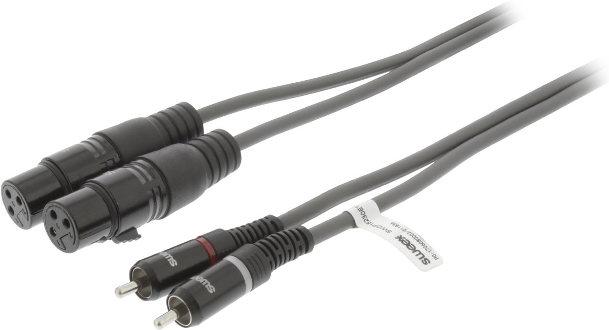 Sweex 2x XLR (v) - 2x RCA (m) stereo audiokabel - 3 meter