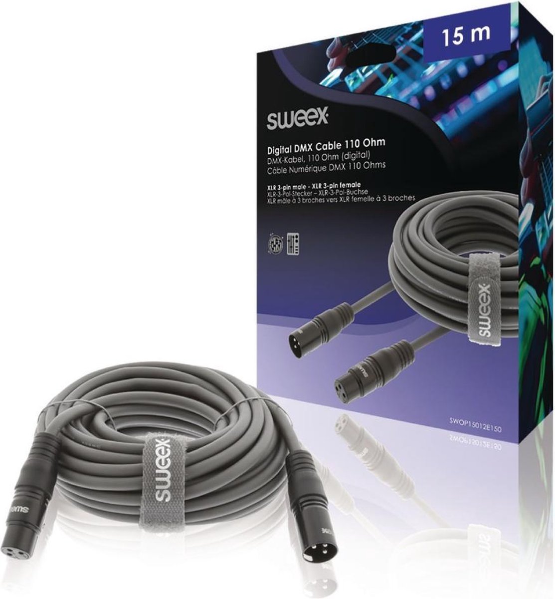 Sweex SWOP15012E150 Xlr Digitale Kabel Xlr 3-pins Male - Xlr 3-pins Female 15.0 M Donkergrijs