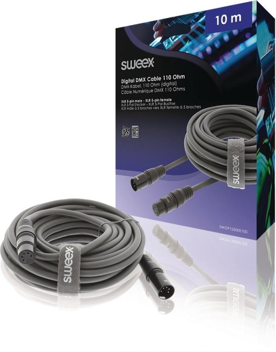 Sweex SWOP15500E100 Xlr Digitale Kabel Xlr 5-pins Male - Xlr 5-pins Female 10.0 M Donkergrijs