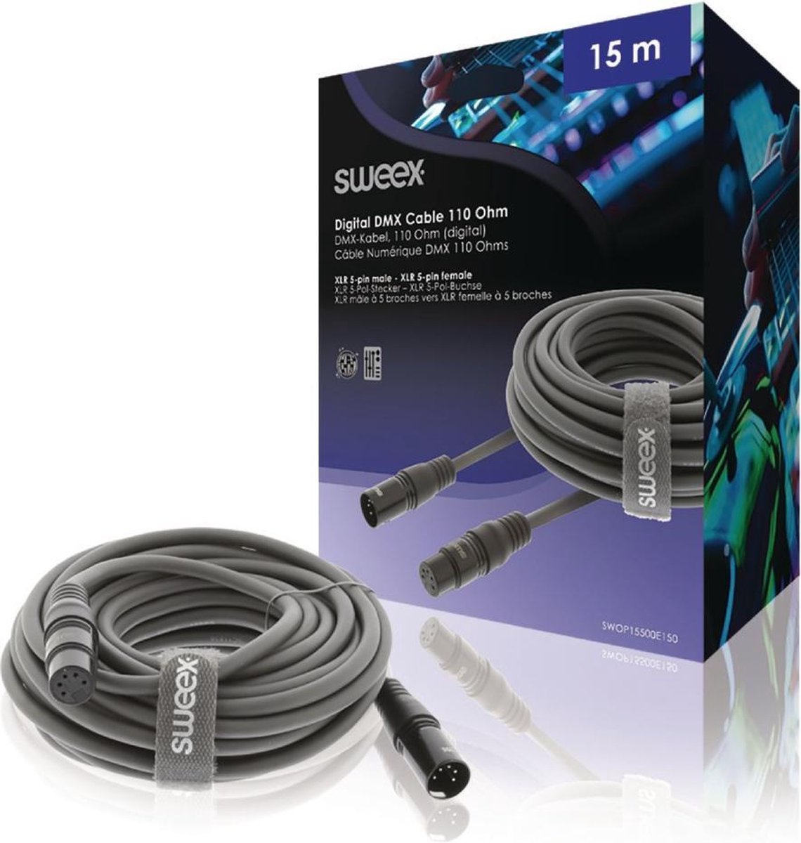 Sweex SWOP15500E150 Xlr Digitale Kabel Xlr 5-pins Male - Xlr 5-pins Female 15.0 M Donkergrijs