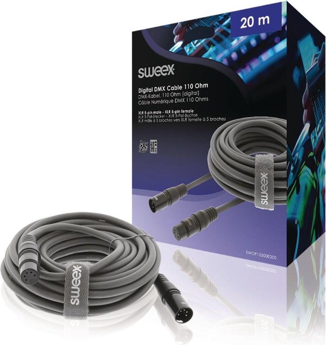 Sweex SWOP15500E200 Xlr Digitale Kabel Xlr 5-pins Male - Xlr 5-pins Female 20.0 M Donkergrijs