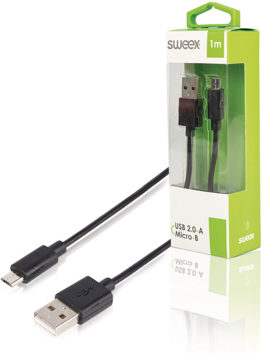 Sweex USB naar USB Micro B kabel - USB2.0 / zwart - 1 meter