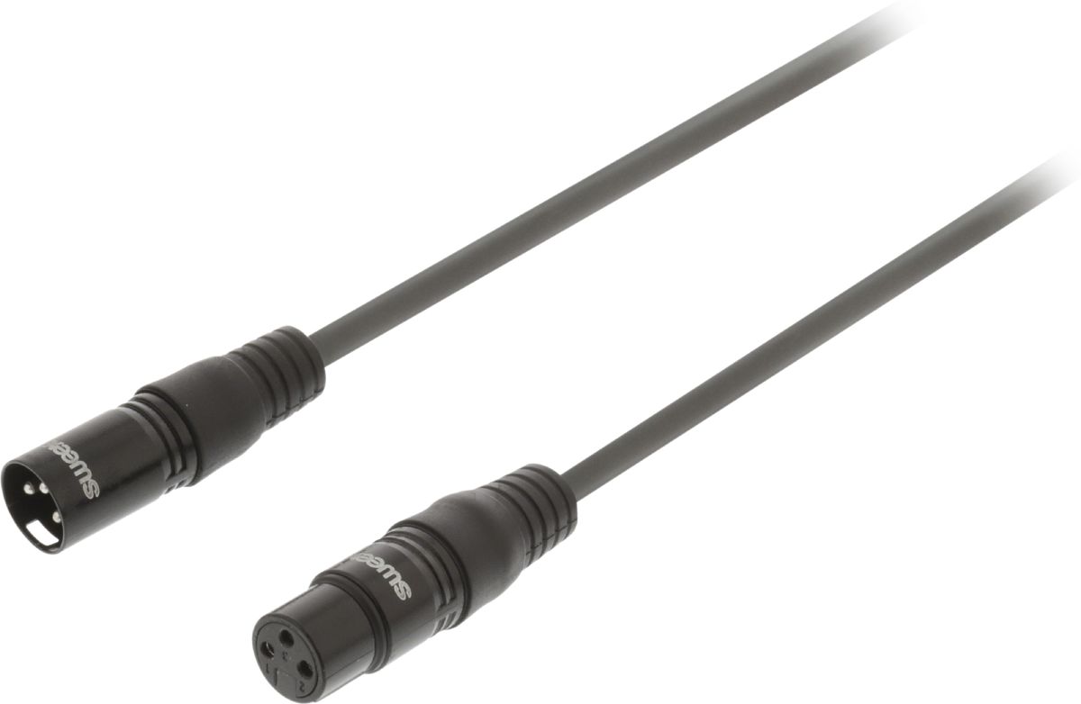 Sweex XLR Stereokabel XLR 3-Pins Male - XLR 3-Pins Female 15.0 m Donkergrijs