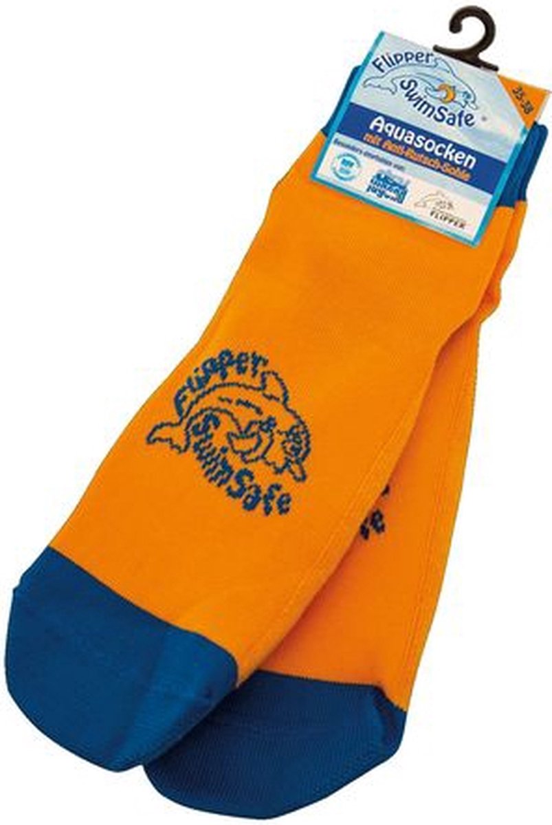 Aquasokken Flipper Swimsafe oranje/blauw maat 35-38