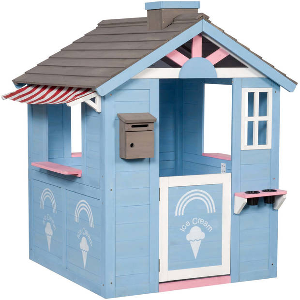 Swing King Icecream Houten Speelhuisje 120 x 108 x 135 cm Blauw