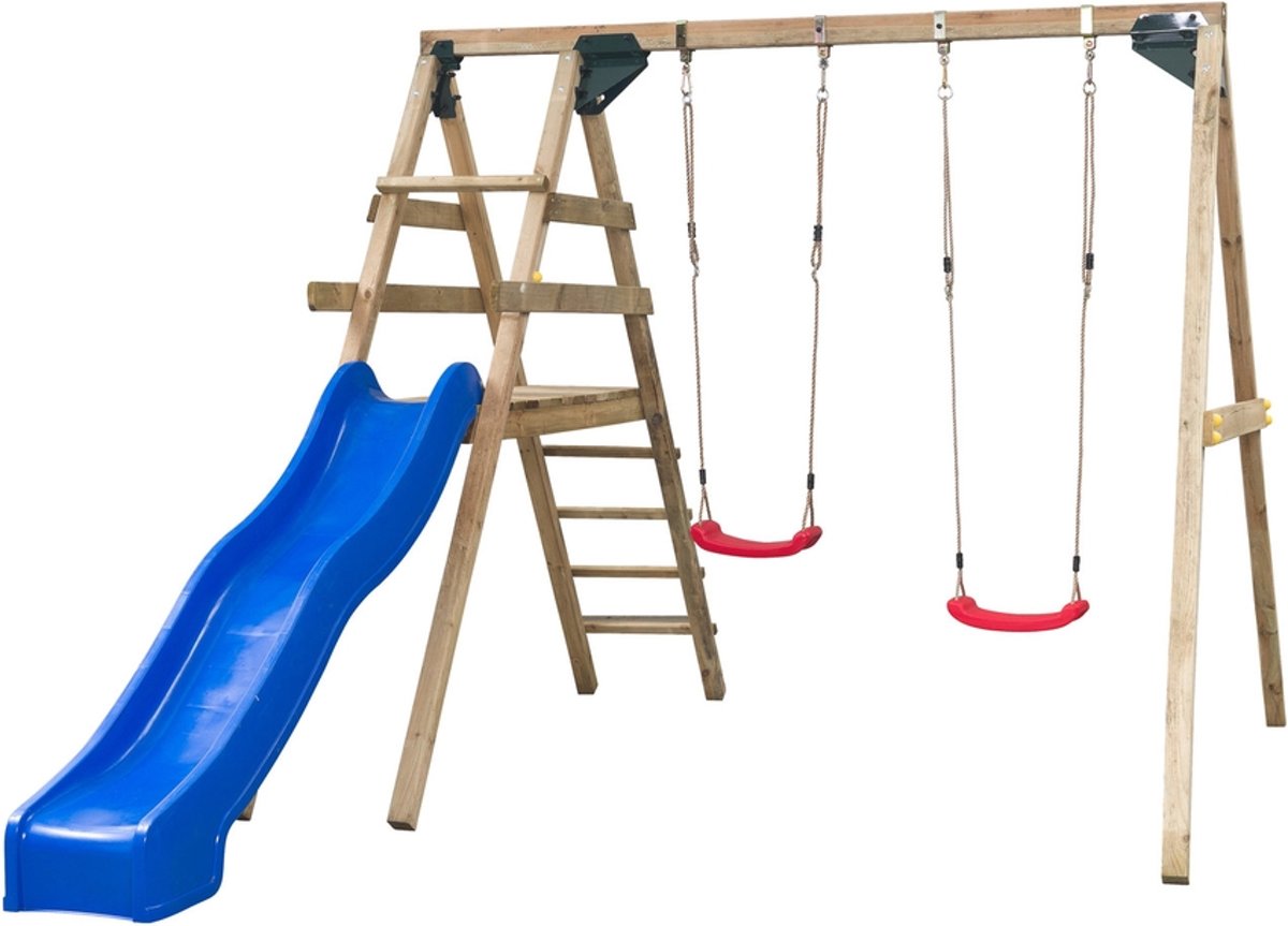 Swing King speeltoestel hout met glijbaan Celina 330cm - blauw