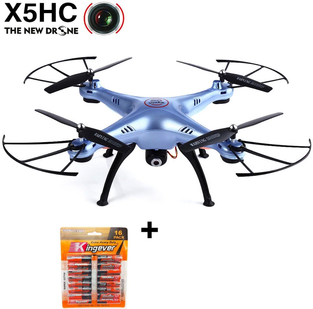 SYMA X5HC DRONE HD CAMERA + Barometer inclusief 16 stuks batterijen -Blauw