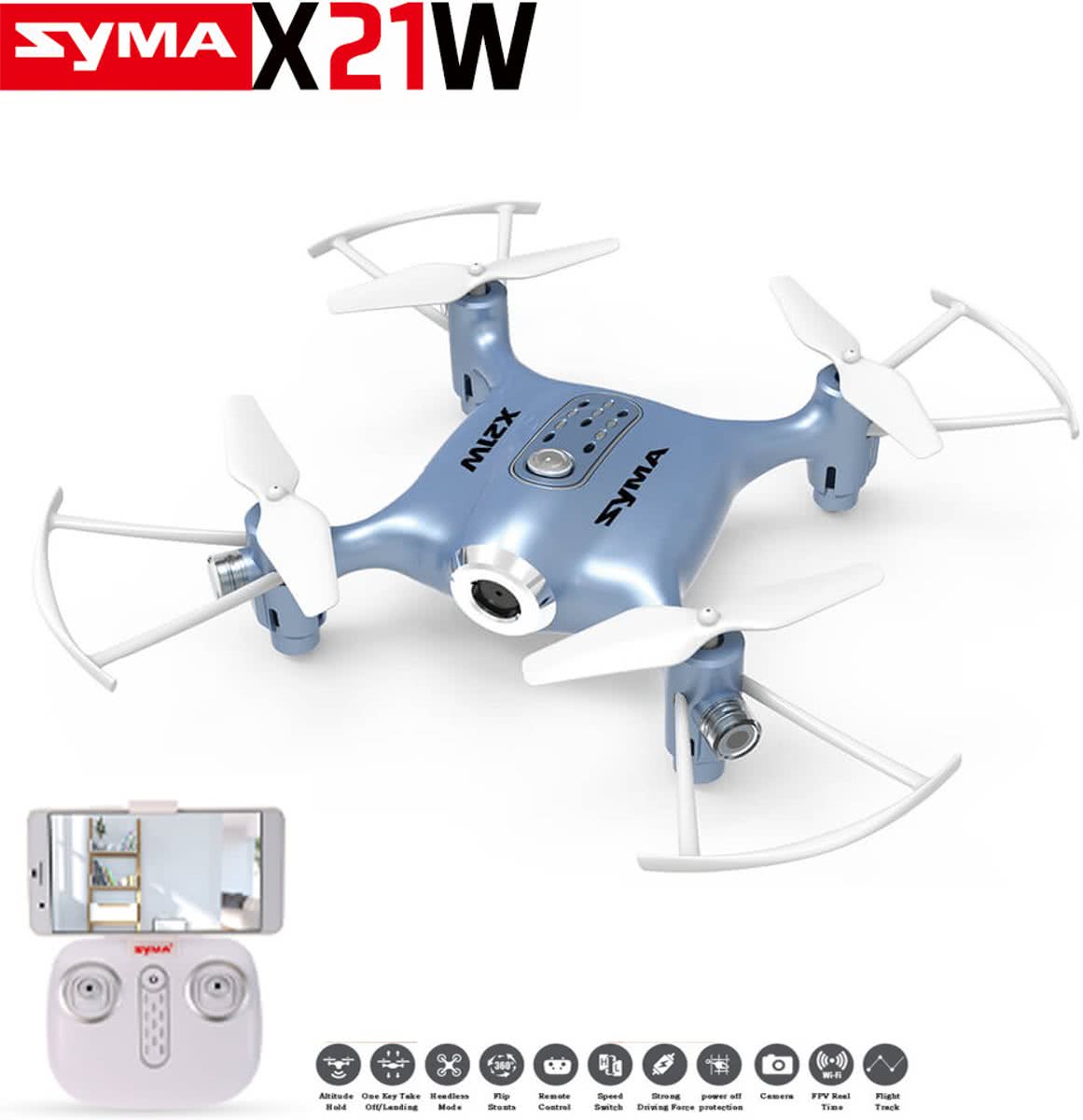 Syma X21W Delicate drone FPV live Camera quadcopter +App control functie -blauw