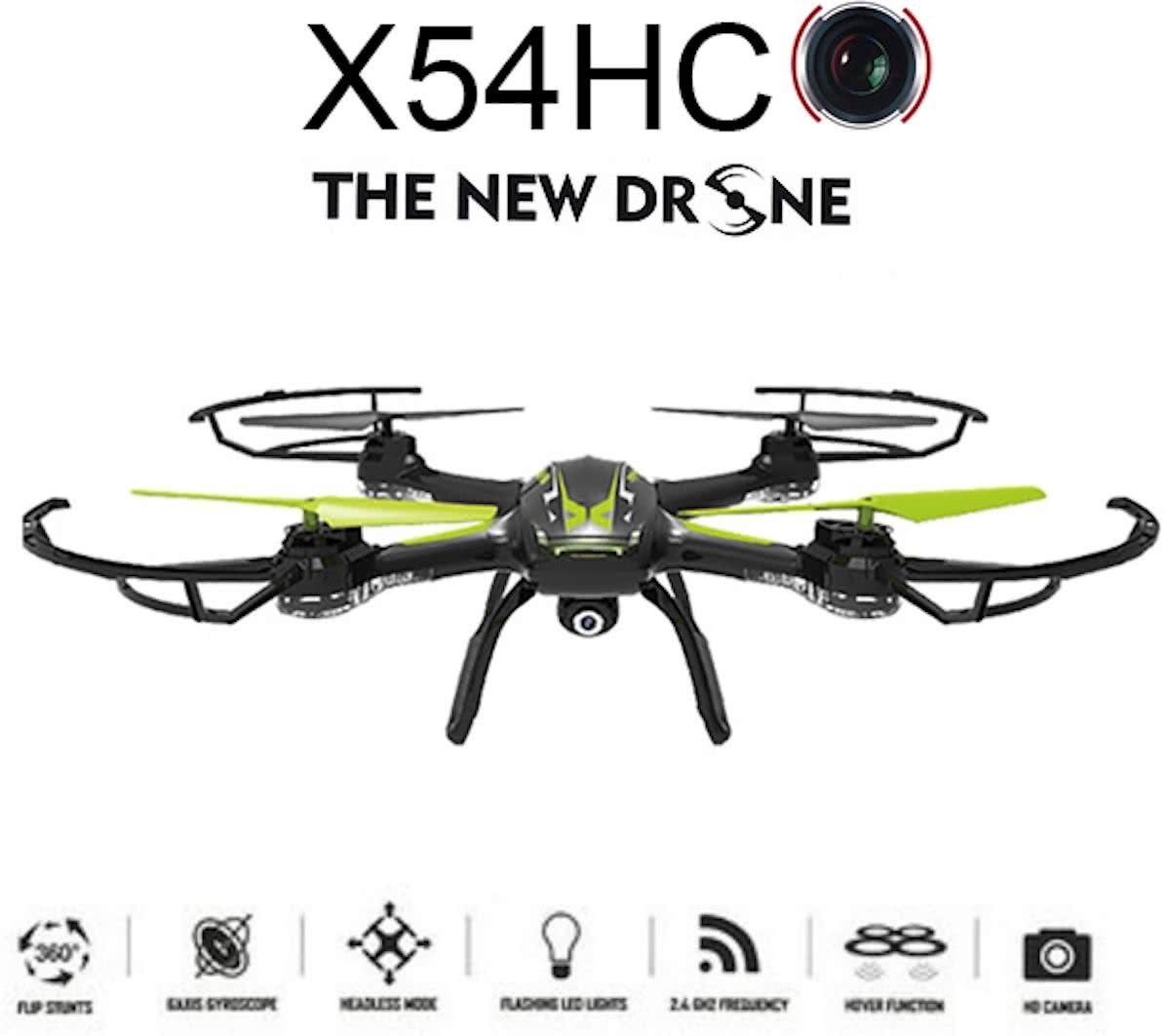 Syma X54HC HD camera Drone + Altitude mode inclusief 16 stuks batterijen -zwart