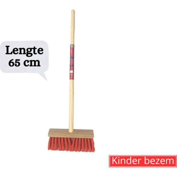   Kinderbezem Nylon Junior - Bezems - Buitenspeelgoed / Speelgoed incl. Steel 57cm - tuinierspeelgoed