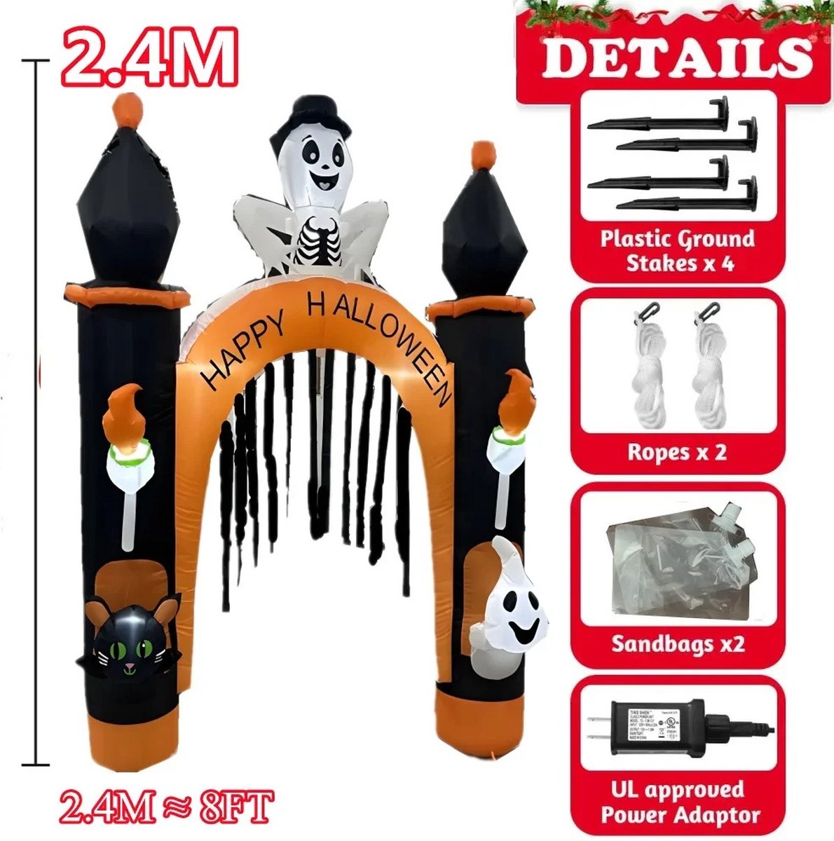 T&L Store® Halloween Decoratie - Opblaasfiguur - Spannende Boog - Decoratie - Binnen en Buiten - Opblaasbaar - 2.4m