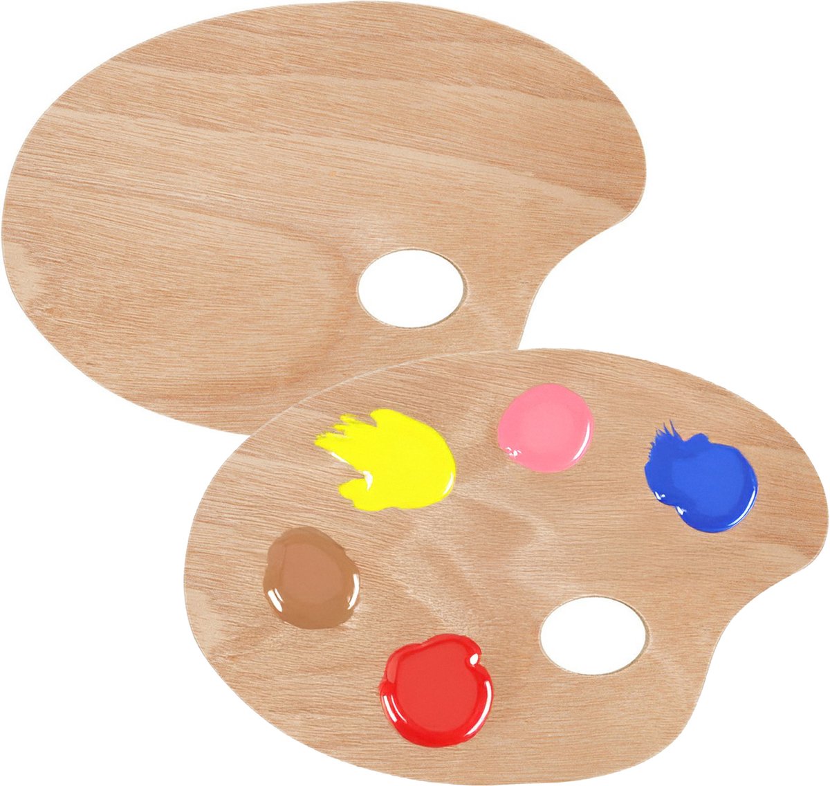 Schilder palet - 2x - hout - 20 x 30 cm - hobby - met duimgat - knutselen