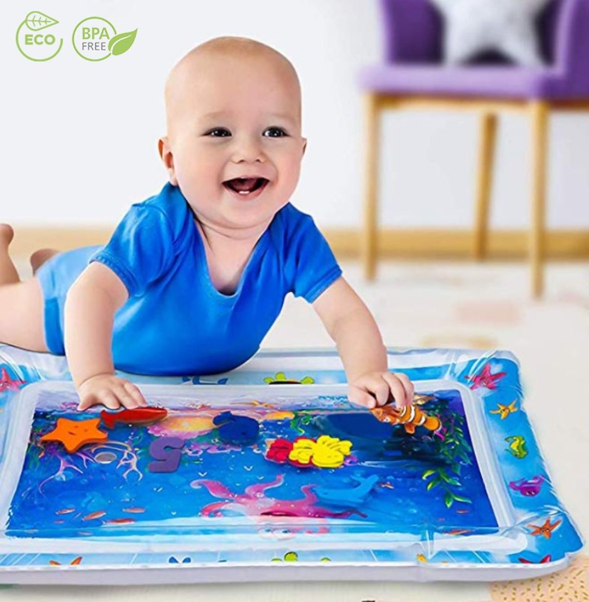 Waterspeelmat - Baby Trainer - Opblaasbaar - Baby shower - Kraamcadeau - Ontwikkeling - Speelkleed - Water speel mat - Tummy time - Speelgoed